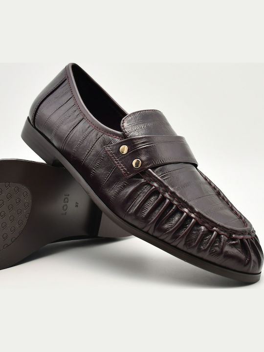 Loafers de Damă din Piele, de Culoare Vișinie