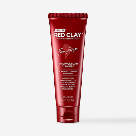 Missha Amazon Red Clay Gesichtsreiniger Schaumstoff für Kontrolle der Fettigkeit & Feuchtigkeitsspendende Wirkung 120ml