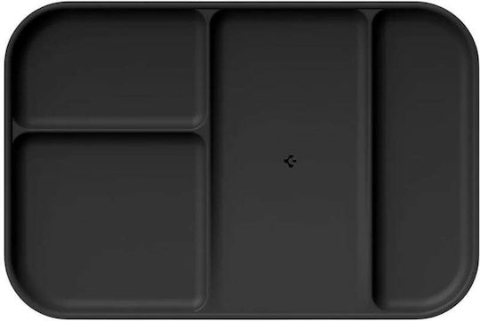 Spigen Ld403 Ahp10136 Organizer Tray with Four Compartments and Phone Holder, Non-Slip Polyurethane Base, Black