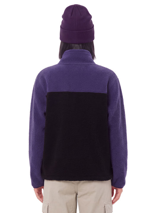 Fleece Γυναικεία Ζακέτα με Φερμουάρ Μαύρη