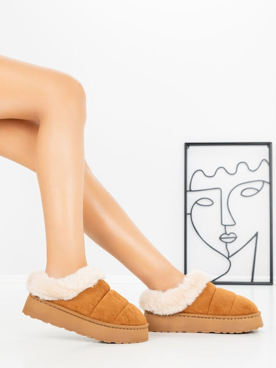 Damen Clogs Hausschuhe Braun