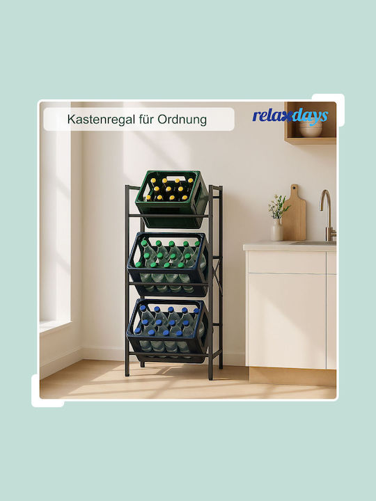 Relaxdays Free Standing Black Metal Wine Rack