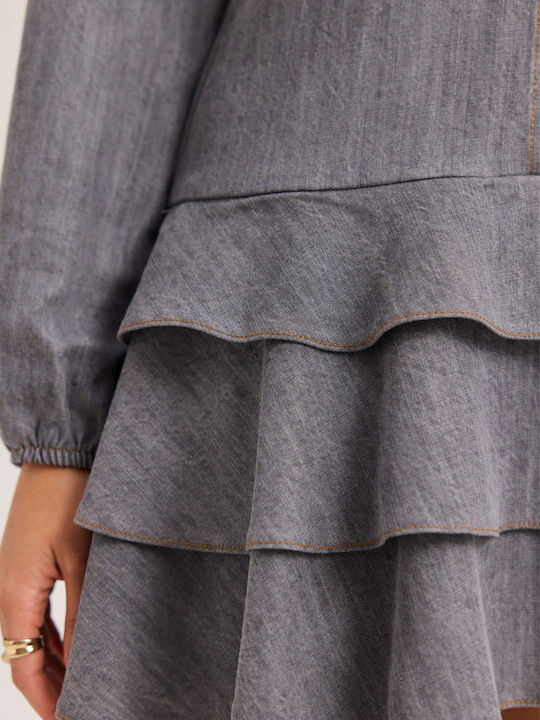 Mini Shirt Dress Grey