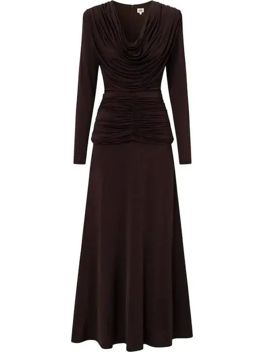Rochie de Seară Maxi Drapată Chocolat