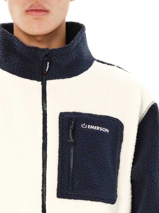 Ανδρική Ζακέτα Fleece Off White/dusky Blue