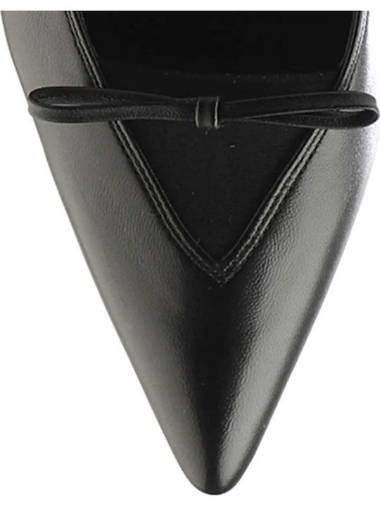 Leather Pumps with Mid Heel Black