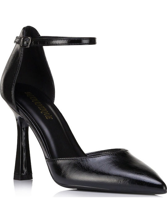 Black Pointed Toe Heels with Strap