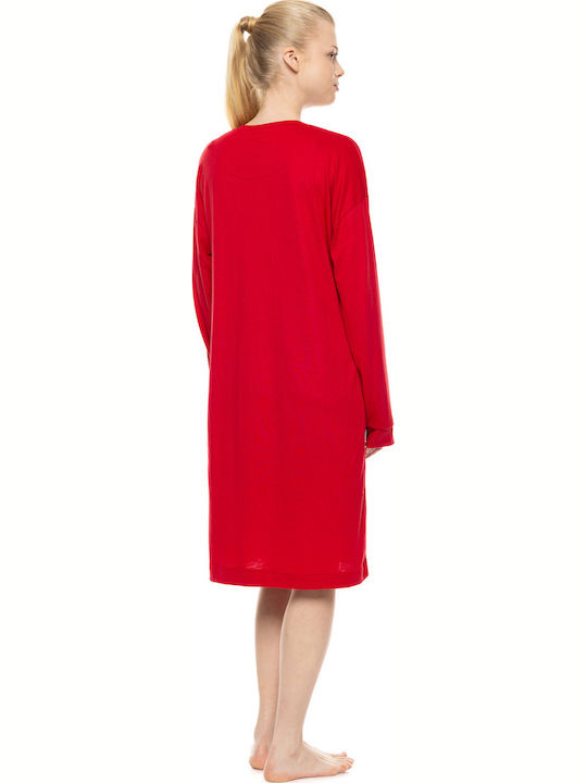 Pink Label Winter Cotton Women's Nightgown Rasberry