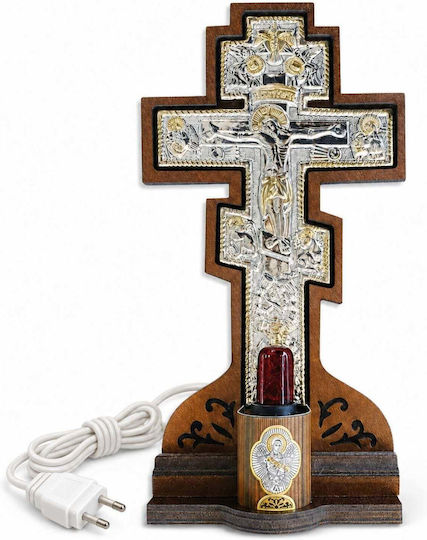 Elektrische Vigilöl-Lampe Kreuz mit Gekreuzigtem 11,5 × 25 cm