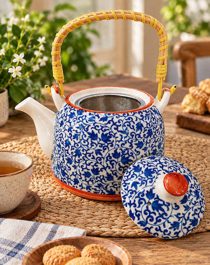 Porcelain Teapot with Filter Blue 750ml