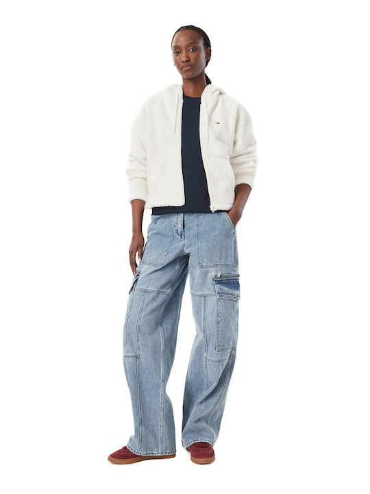 Long Women's Zip-Up Cardigan Ecru