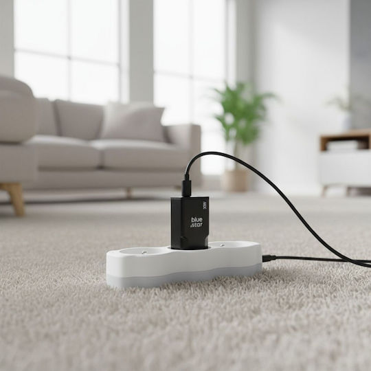 Blue Star Зарядно без кабел GaN с 2 USB-C порта 30W Power Delivery / Quick Charge 4.0 Черен (TFK-SC-30WCC)