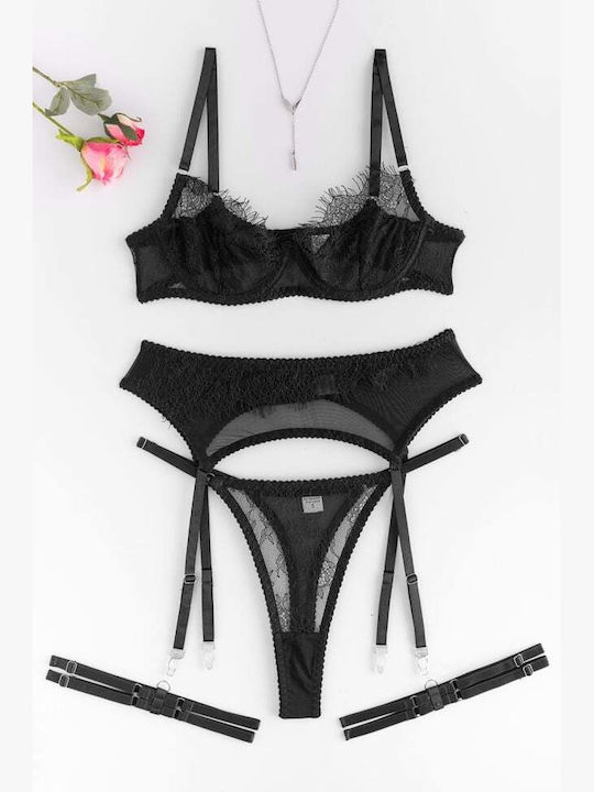 Decoro Spitzenunterwäsche-Set mit schwarzem Slip