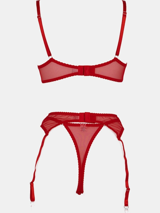 Decoro Rotes Dessous-Set aus Spitze mit Slip
