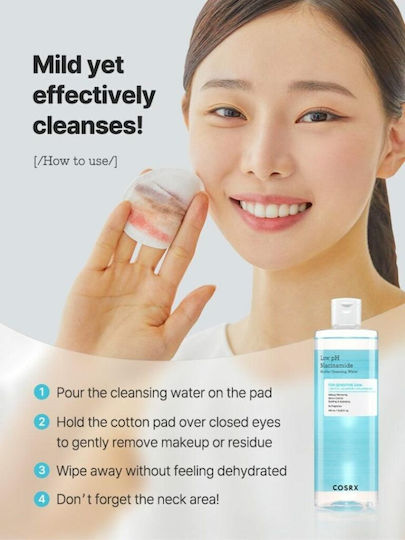 Cosrx Low-pH Niacinamide Micellar Wasser Make-up-Entferner für das Gesicht mit feuchtigkeitsspendender und öligkeitsregulierender Wirkung Reisegröße 100 ml