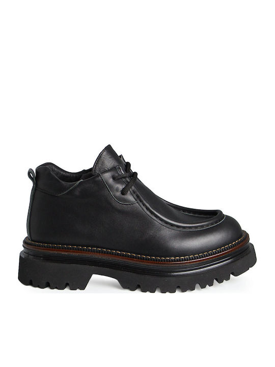 Damen-Oxfords aus Leder in schwarzer Farbe