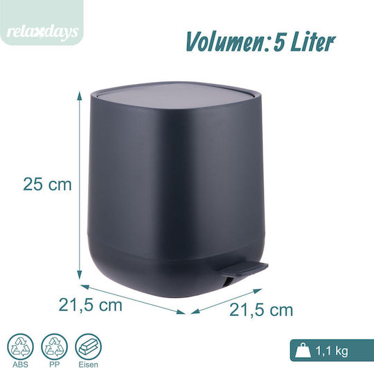 Relaxdays Coș de Baie din Plastic 5 l Gri