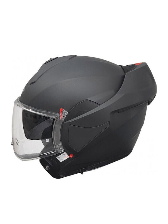 Pilot Flip-Back Duo SV Matt Black Flip-Up Motorcycle Helmet ECE 22.06 1700gr with Sunvisor
