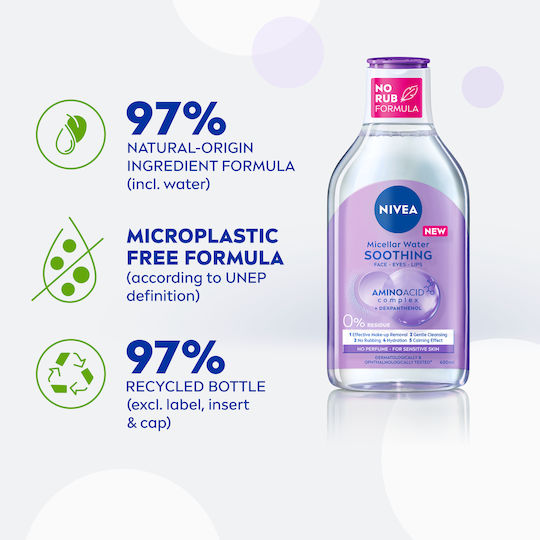 Nivea Caring Micellar Wasser Make-up-Entferner Für Gesicht & Augen Zur Reduzierung Von Rötungen 400ml