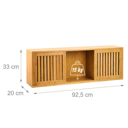 Relaxdays Dulap de Baie 92.5x20x33cm Lemn Natural