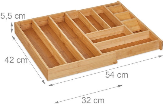 Relaxdays Organizator Extensibil pentru Tacâmuri din Lemn 32x42x5.5 cm Bej