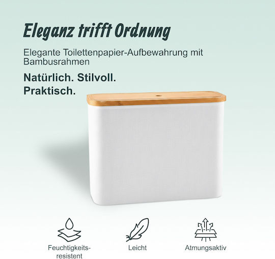 Relaxdays Floor-Standing Bamboo Toilet Paper Holder White 4052025854287