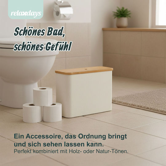 Relaxdays Floor-Standing Bamboo Toilet Paper Holder Beige 4052025854317