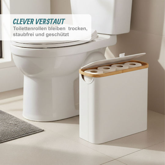 Relaxdays Floor Standing Plastic White Toilet Paper Holder 4052025854324