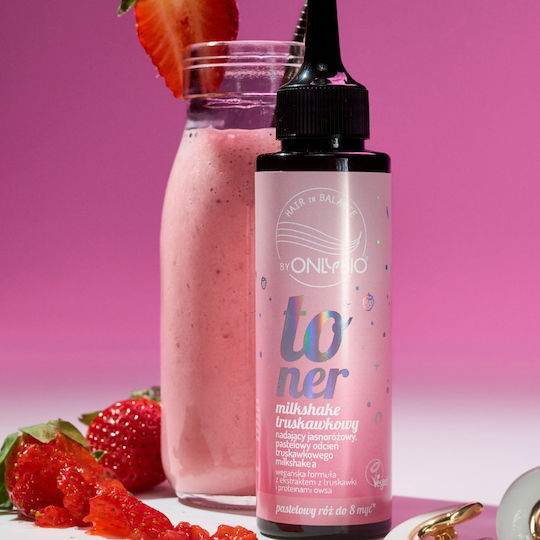 Hair Toner, Vegan Ammonia & Hydrogen Peroxide Free, Strawberry Milkshake, Light Pink Shade, 100ml