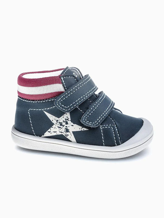 Kids High Sneakers with Hook & Loop Closure Blue
