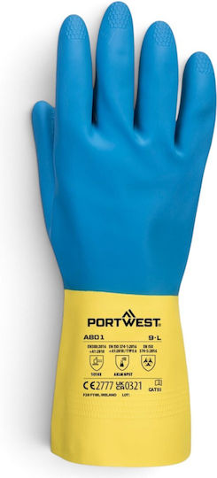 Portwest Αδιάβροχα Γάντια Εργασίας Μπλε Latex