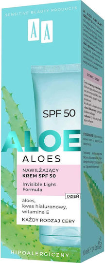 AA Aloe Light Крем за Лице Дневен с SPF50 за Хидратация Изсветляване на тена и Блясък с Алое вера 40мл