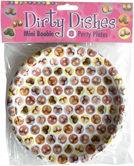 Set Papier Teller Brüste Little Genie Dirty Boob Party Plates Mehrfarbig 8 Stück