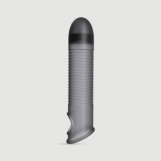 Elastische Penisverlängerung aus Silikon mit Rippen Flexible Ribbed Silicone Penis Sleeve 15,6 cm Schwarz
