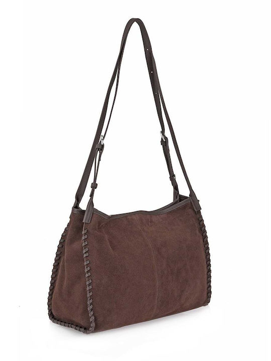 Leather Women's Shoulder Bag Suede Brown Suede
