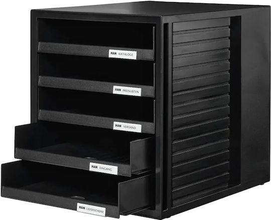 Han Tavă pentru Documente din Plastic cu 5 Rafturi Negre