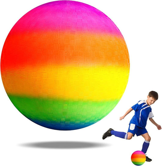 Osdue Minge Gonflabilă Curcubeu 22 Cm, Rezistentă, Antiderapantă, Din PVC, Pentru Sporturi de Plajă și Jocuri în Interior și în Aer Liber, Ac Multicolor Pentru Umflare Inclus
