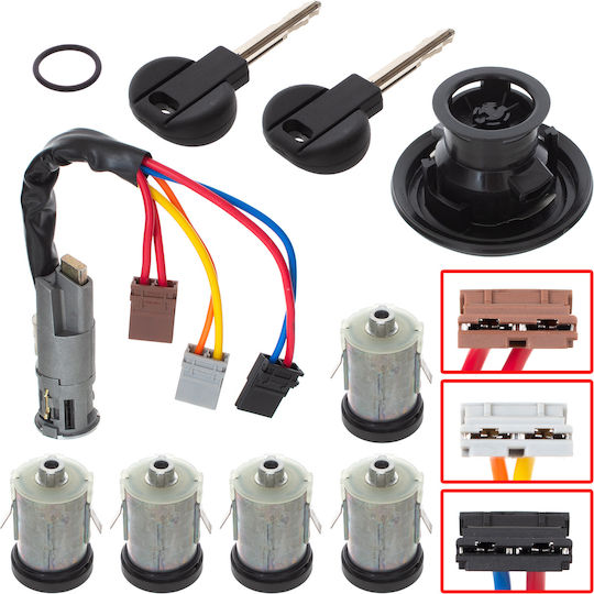 Fiat Scudo 94-06 Complete Ignition Switch + 5x Lock Cylinders + Fuel Filler Cap Set