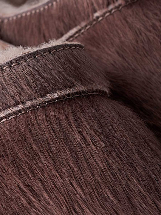 Classic Micro Calf Hair Δερμάτινα Γυναικεία Μποτάκια Καφέ