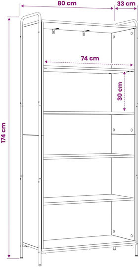 Bookcase Black Oak 55.5x33x174 cm