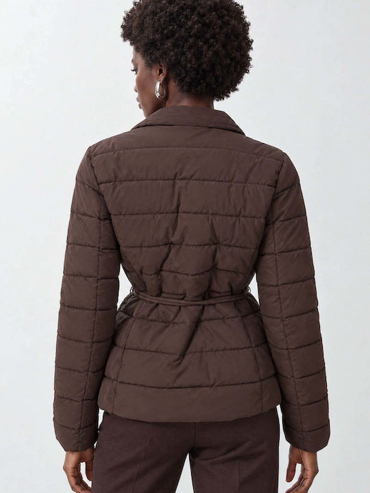 Short Women's Winter Jacket Brown