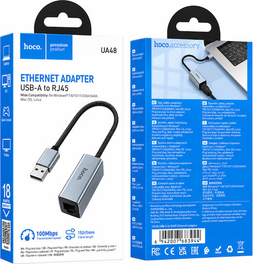 Hoco Ua48 USB Network Adapter with Wired Ethernet Connection