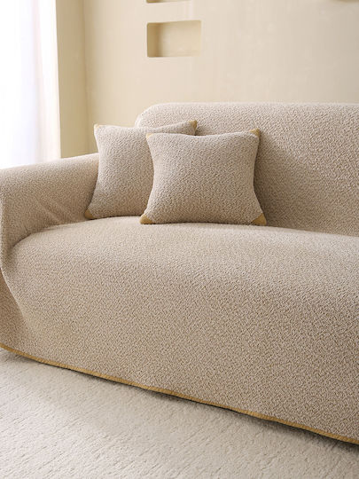 Beauty Home 8833 Sesselüberwurf aus Chenille 175 x 180 cm Beige