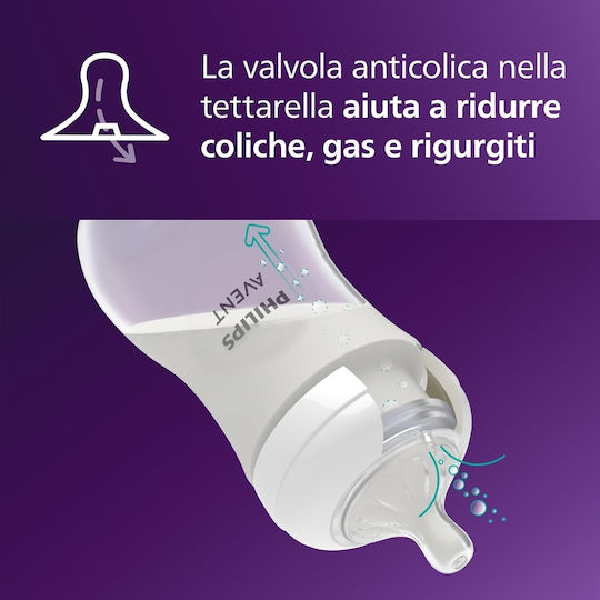 Philips Σετ Πλαστικά Μπιμπερό Natural Response Κατά των Κολικών με Θηλή Σιλικόνης για 1+ μηνών 260ml 3τμχ