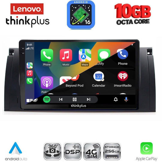 Lenovo Auto-Audiosystem für BMW 5er-Reihe (E39) / X5 (E53) / X2 / X6 (Bluetooth/USB/WiFi/GPS/Apple-CarPlay/Android-Auto) mit 9-Zoll-Touchscreen