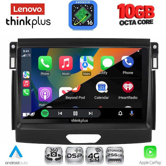 Lenovo Auto-Audiosystem für BMW X2 / X6 und Ford Ranger 2015–2018 (Bluetooth/USB/WiFi/GPS/Apple-CarPlay/Android-Auto) mit 9-Zoll-Touchscreen