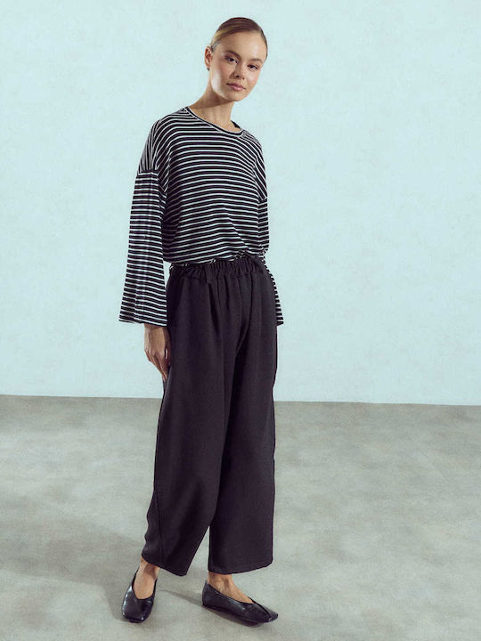Women's Balloon Loose Fit Trousers Black