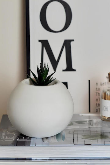 Stewehome Decorative Concrete Vase Spherical Handmade Minimalist Multifunctional Artificial Plants Dried Flowers