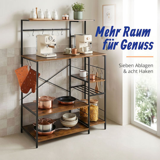 Relaxdays Raft Bucătărie din Metal cu 7 Rafturi Maro 80x40x123cm