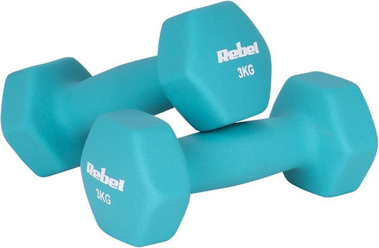 Rebel Set Hanteln, sechseckig, aus Neopren, 2 x 3 kg